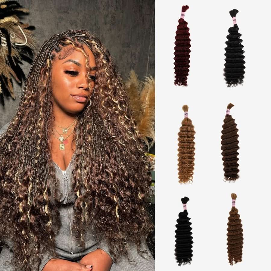 UK Shipping | #27/#4 Brown/ Black Color Human Braiding Hair For Boho Braids Deep Wave 100g