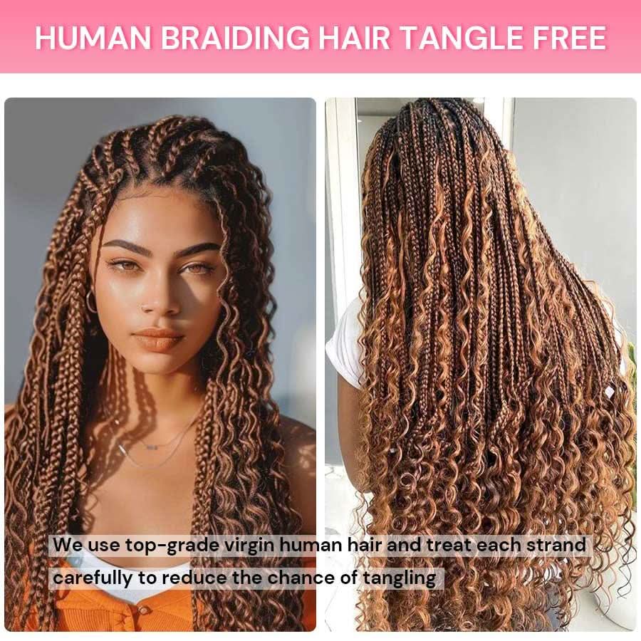 UK Shipping | #27/#4 Brown/ Black Color Human Braiding Hair For Boho Braids Deep Wave 100g - Image 4