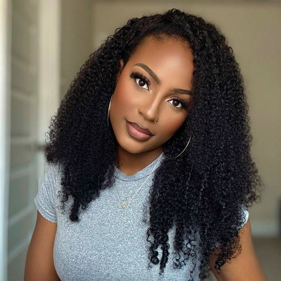 UK Shipping | Half Wig Kinky Curly Seamless Flip Over Wigs Beginner Friendly
