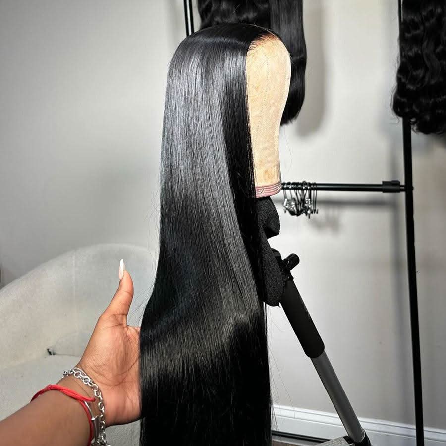 WOWANGEL Jet Black 13X6 HD Lace Full Frontal Wig Straight Clean Hairline - Image 3