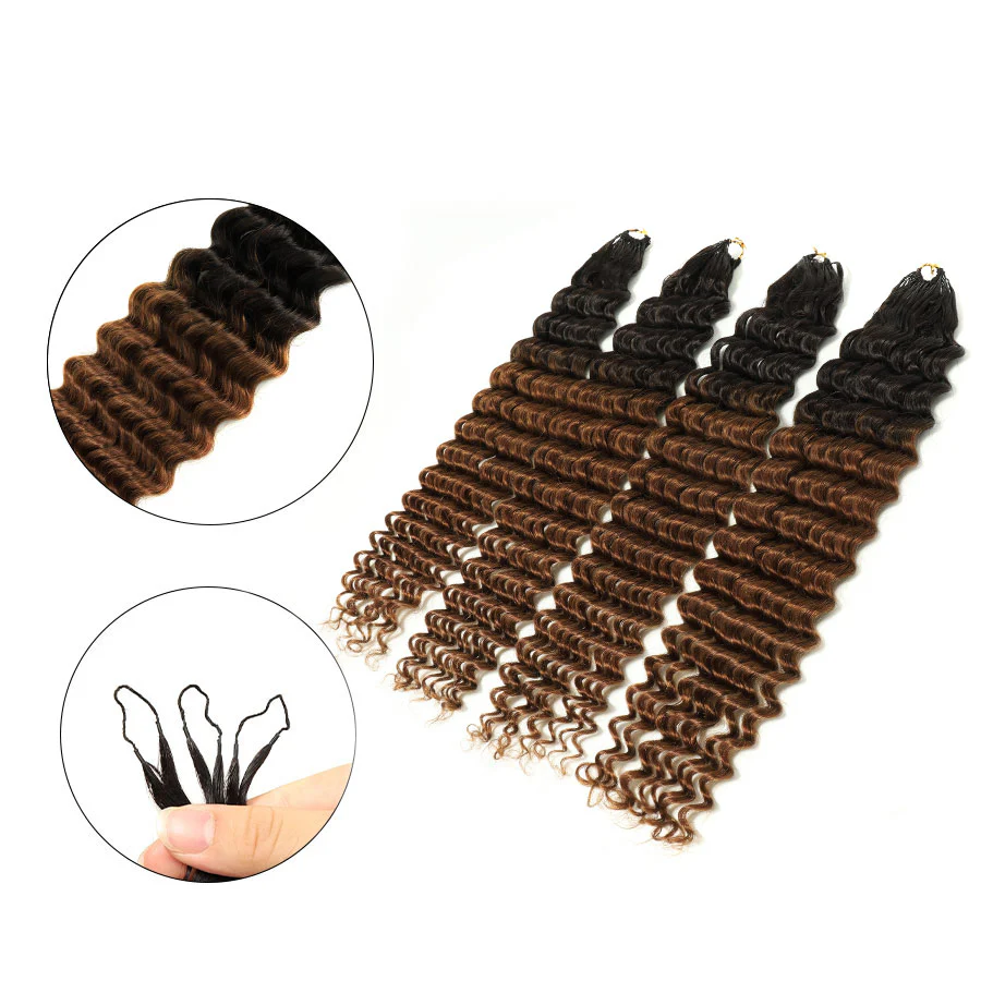 UK Shipping | Ombre Blonde Deep Wave Pre-Separated Feather Crochet Hair Extensions