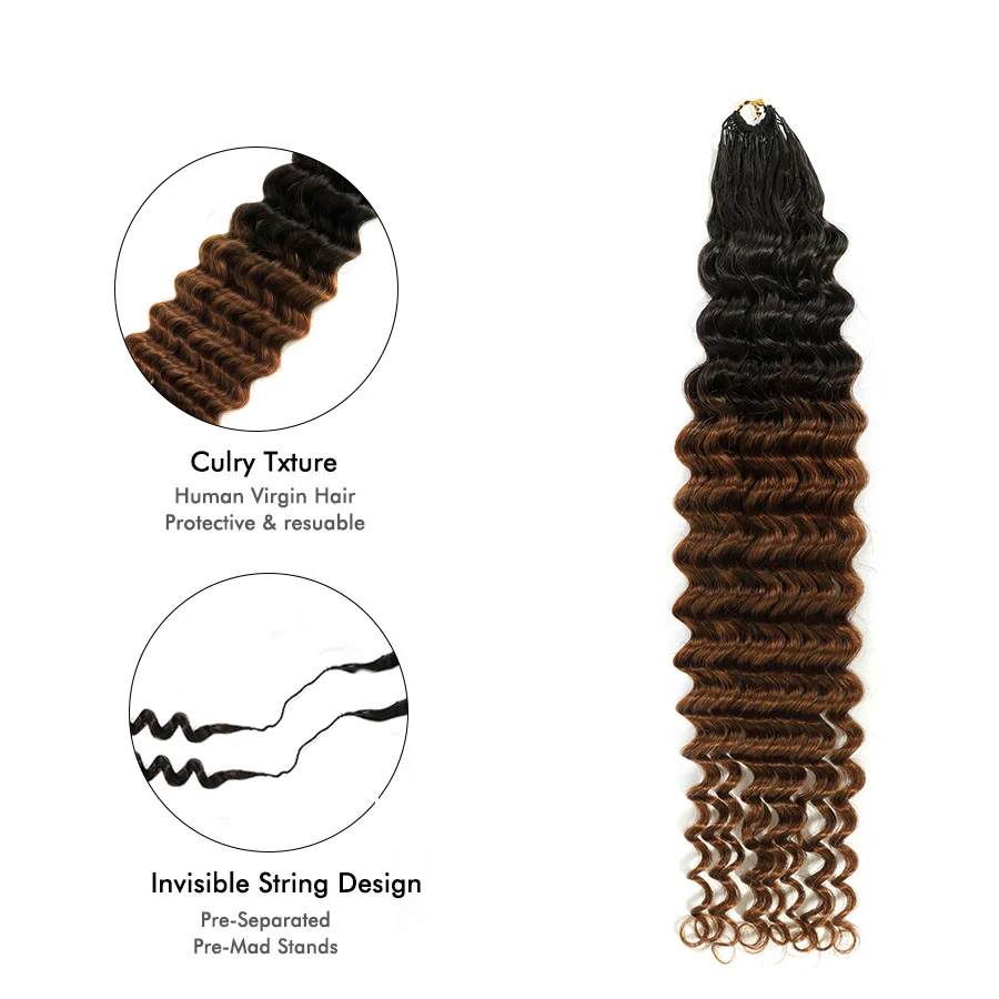 UK Shipping | Ombre Blonde Deep Wave Pre-Separated Feather Crochet Hair Extensions - Image 3