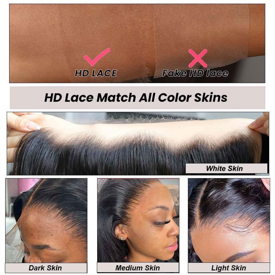 WOWANGEL Jet Black 13X6 Skinlike Real HD Lace Front Wigs Body Wave - Image 14