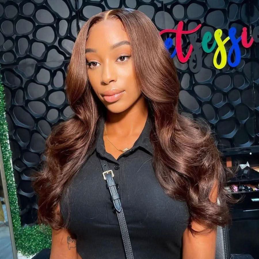 USA Shipping | #4 Dark Brown Color 13X6 HD Lace Front Wigs Body Wave 250% Density