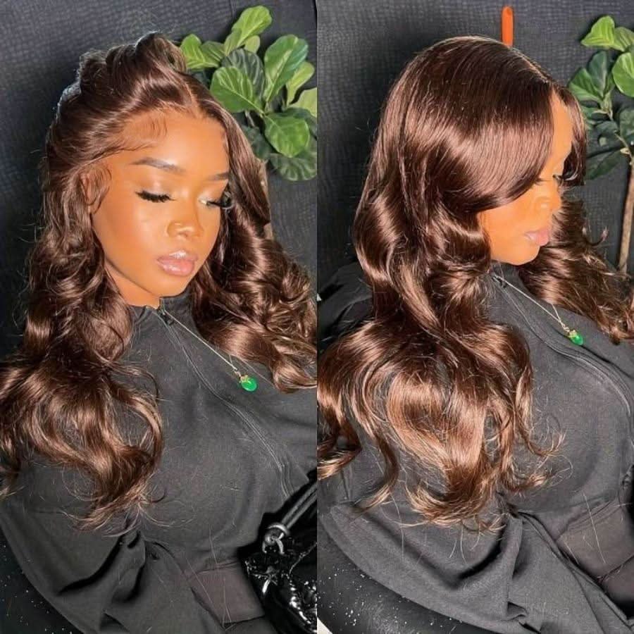 USA Shipping | #4 Dark Brown Color 13X6 HD Lace Front Wigs Body Wave 250% Density - Image 2
