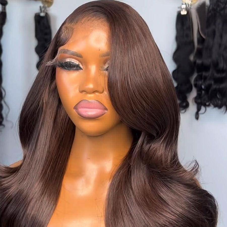 WOWANGEL #4 Brown Skinlike Real HD Lace Closure Wig 5X5 Glueless Wig - Image 2