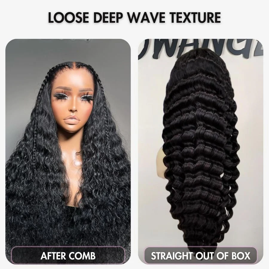 WOWANGEL 7X6 Drawstring Glueless Wigs Loose Deep Wave HD Lace Wigs - Image 3
