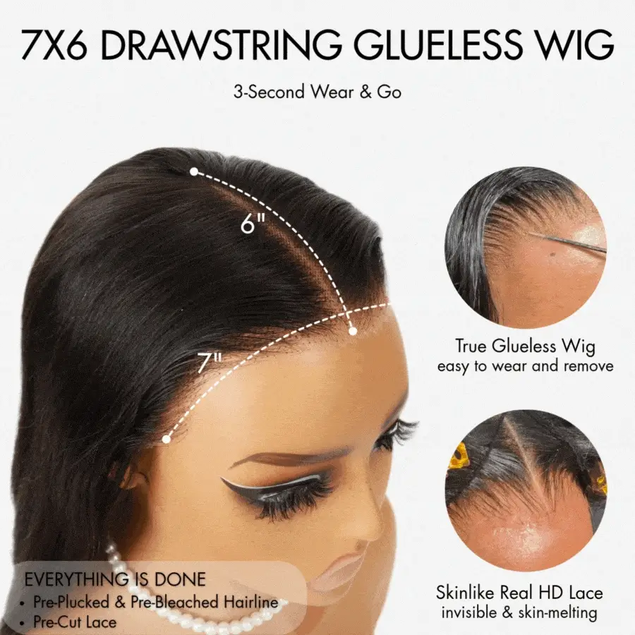 WOWANGEL #4 Dark Brown 7X6 Drawstring Glueless Wigs HD Lace Wigs - Image 4