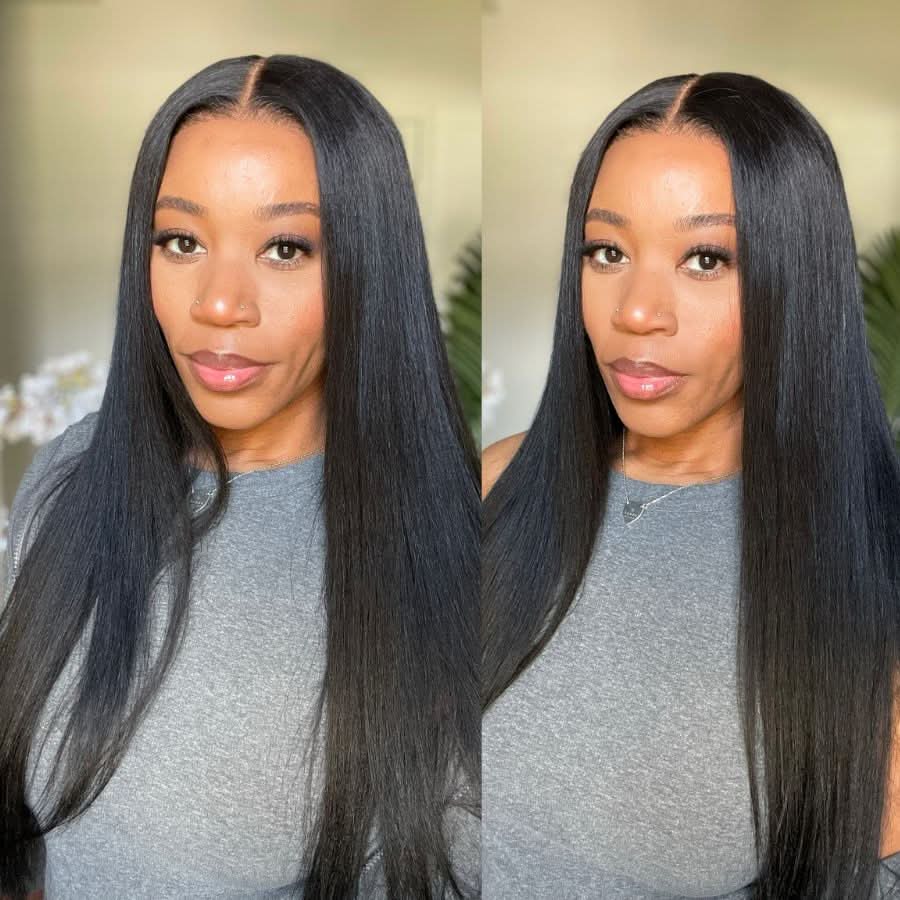 WOWANGEL 7X6 Drawstring Glueless Wigs Yaki Straight Wear to Go HD Lace Wigs