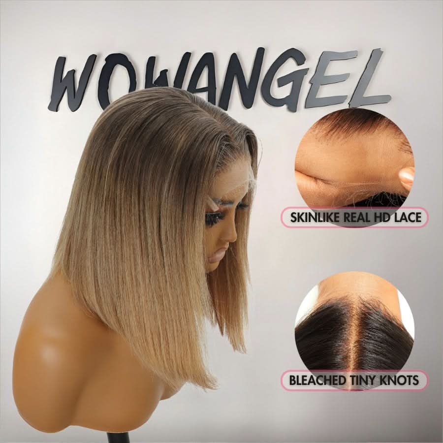 WOWANGEL Balayage Blonde Straight BOB 5x5 Skinlike Real HD Lace Closure Wig - Image 3