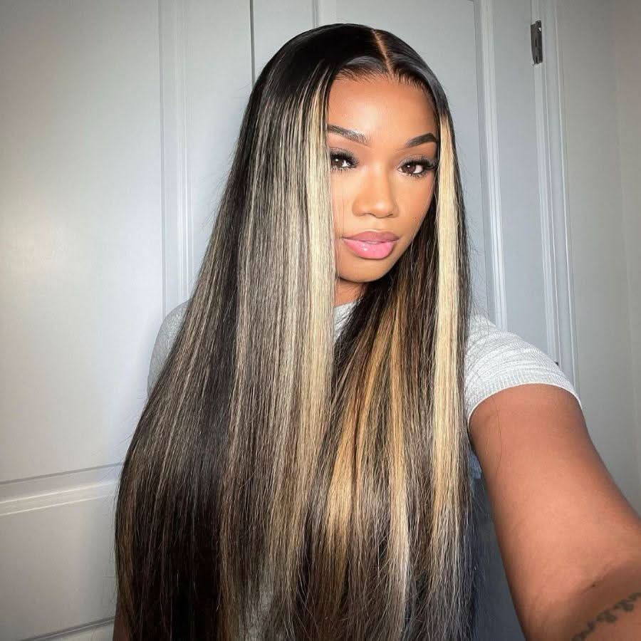 WOWANGEL Blonde Highlight 13x6 HD Lace Full Frontal Wig Straight Premium Raw Hair - Image 3