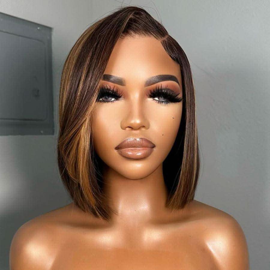 WOWANGEL Blonde Highlight Straight Short Bob Wig 5x5 HD Lace Closure Wig - Image 2