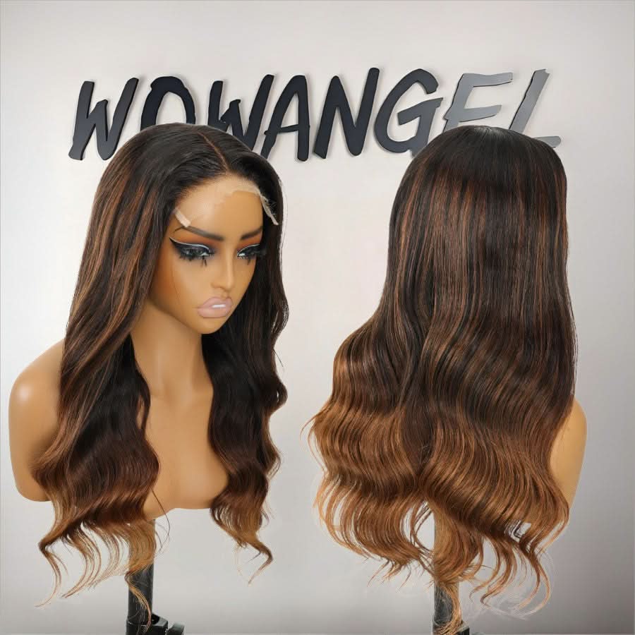 WOWANGEL Brown Highlight 5x5 Skinlike Real HD Lace Closure Wig - Image 3