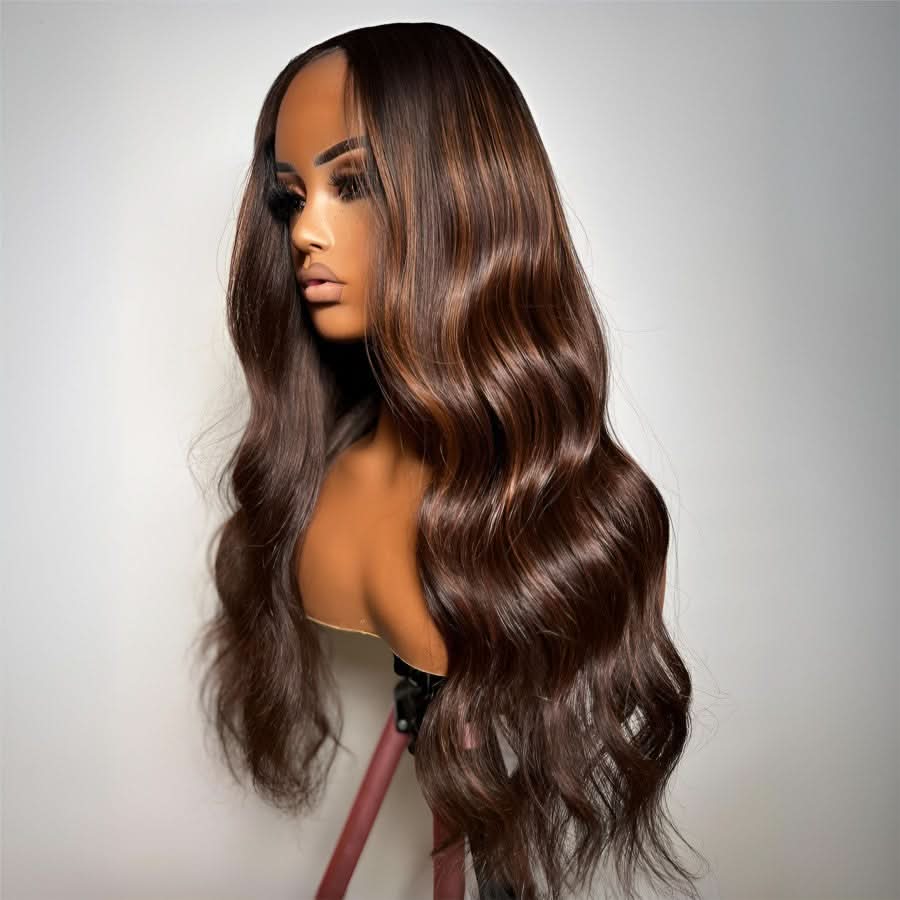 WOWANGEL Brown Highlight 7X6 Drawstring Glueless Wigs HD Lace Wigs - Image 3