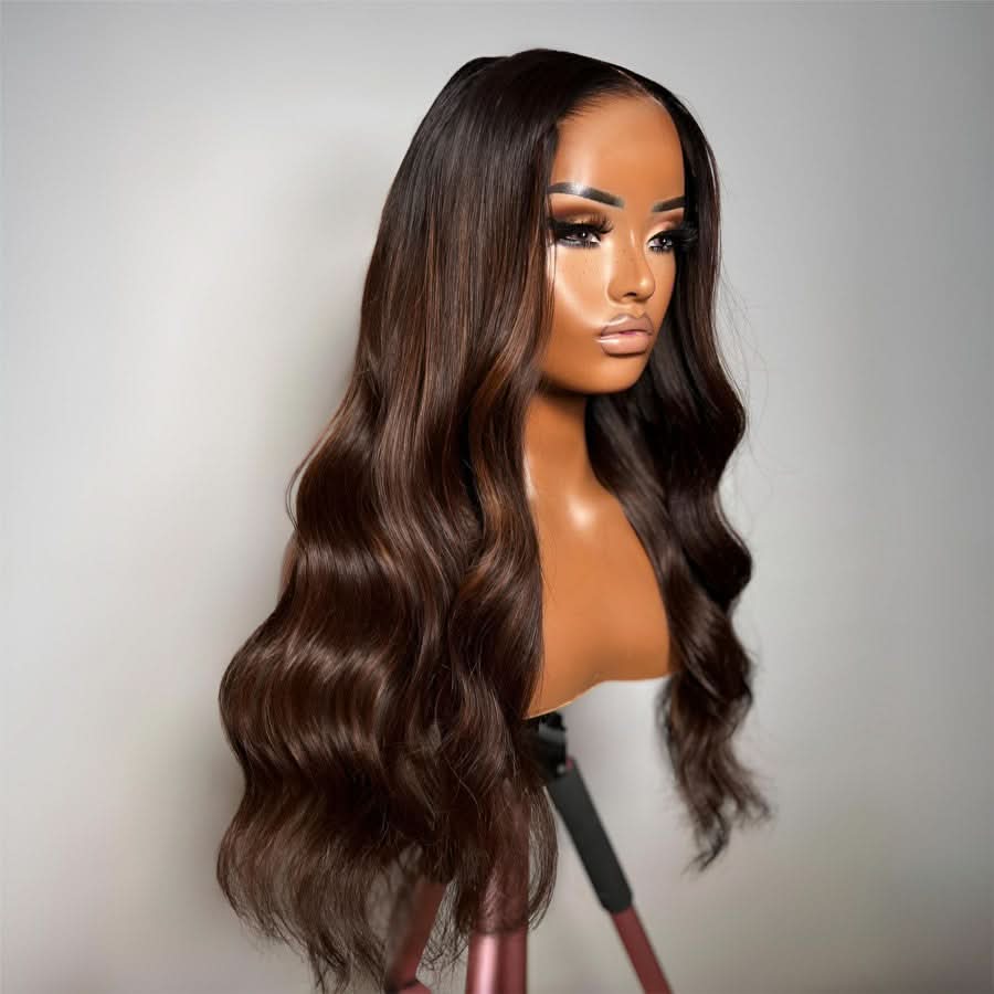 WOWANGEL Brown Highlight 7X6 Drawstring Glueless Wigs HD Lace Wigs - Image 4
