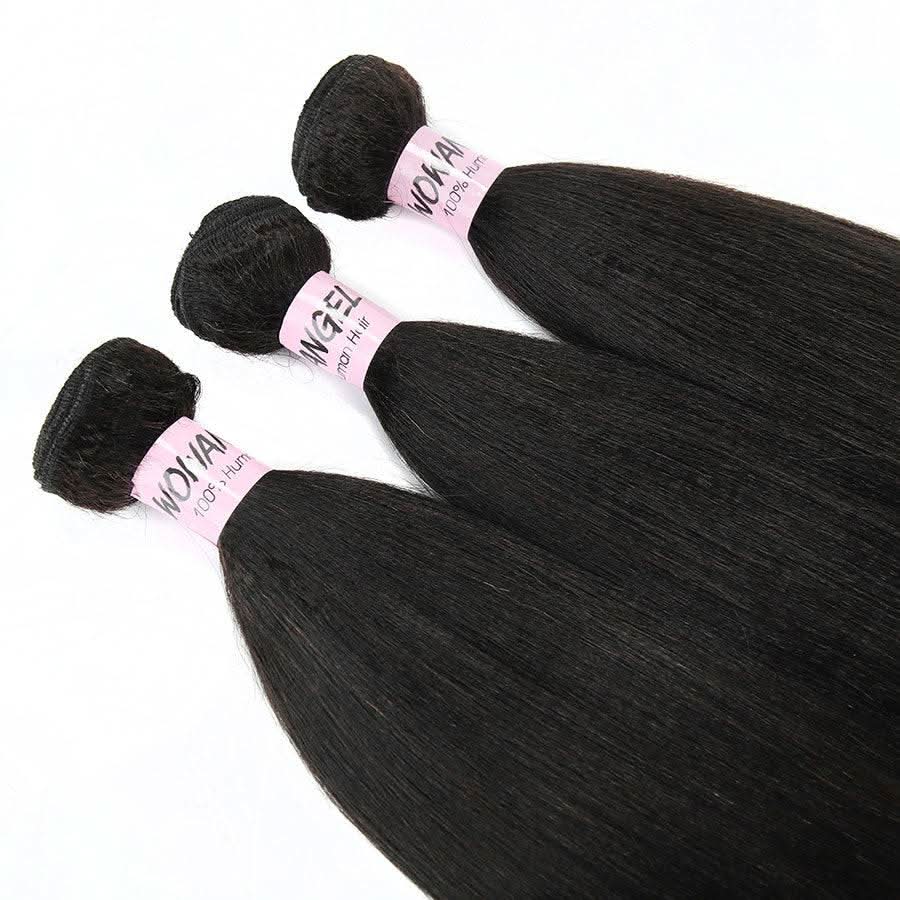 WOWANGEL Bundles Deal 4pcs 100% Human Hair Weaves Yaki/ Kinky Straight - Image 3