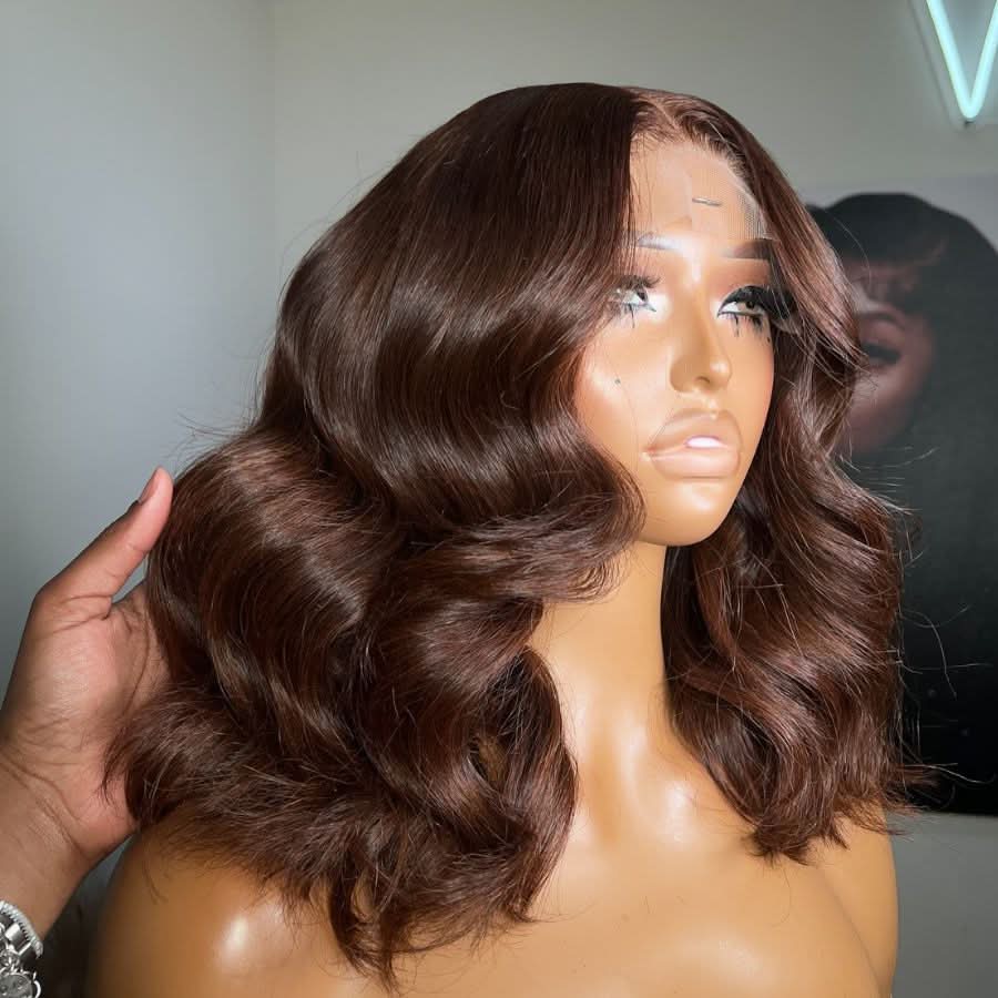 WOWANGEL Chestnut Brown 13x6 Skinlike Real HD Lace Wig Short Wave BOB - Image 3