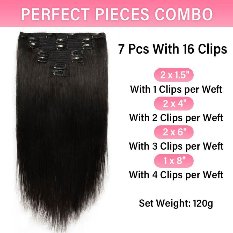 USA Shipping | Straight Classic Lace Weft Clip Ins Hair Extensions - Image 4