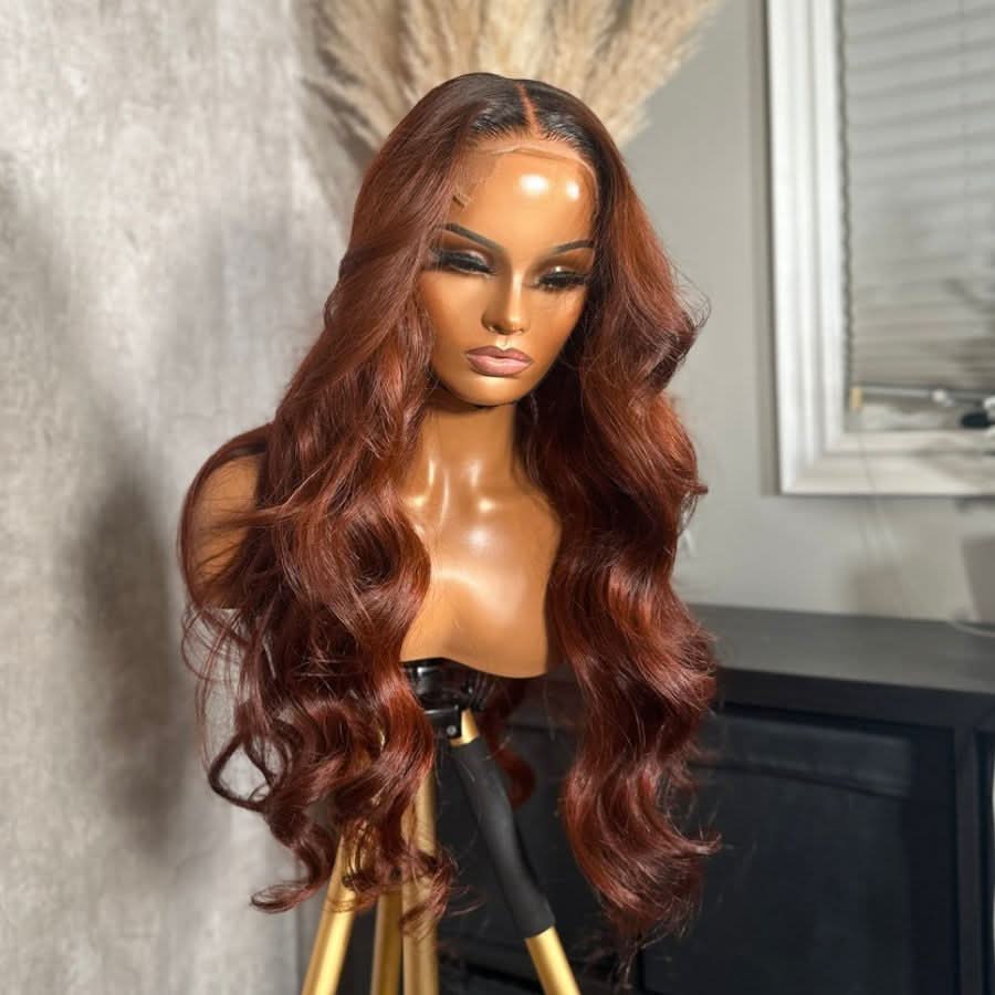 WOWANGEL Copper Brown 13x6 Skinlike Real HD Lace Front Wig with Dark Root - Image 3