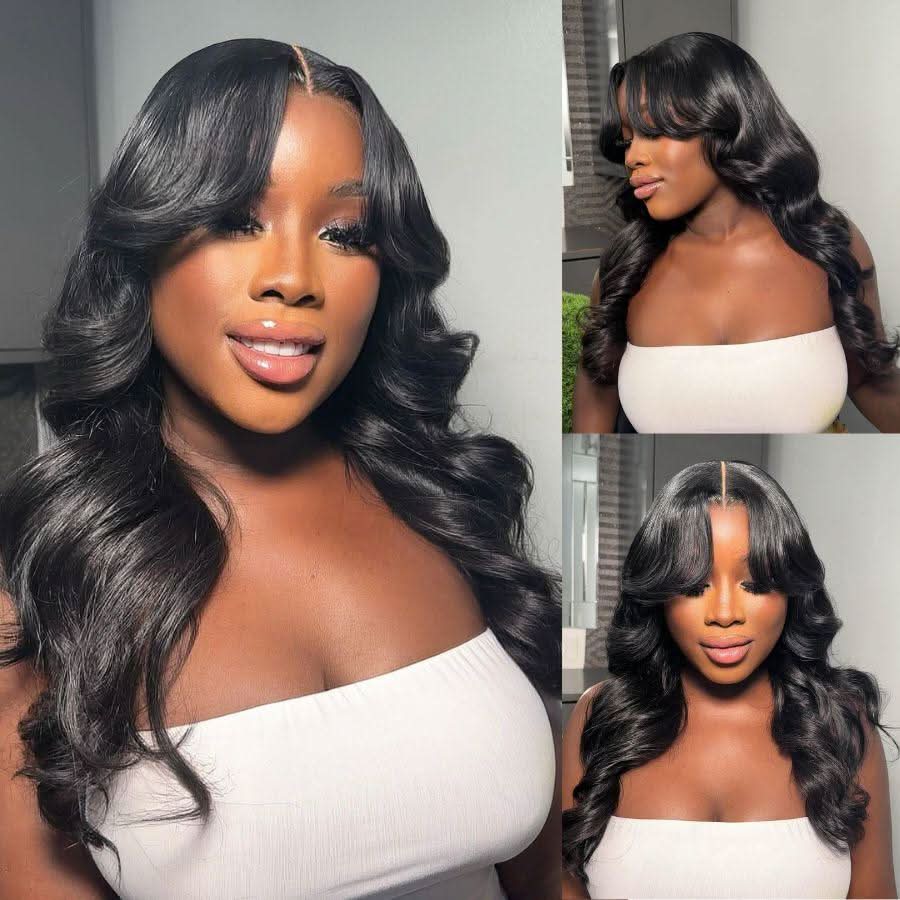WOWANGEL Curtain Bangs Wigs Pre-Everything 9X6 Wear to Go Glueless Wig