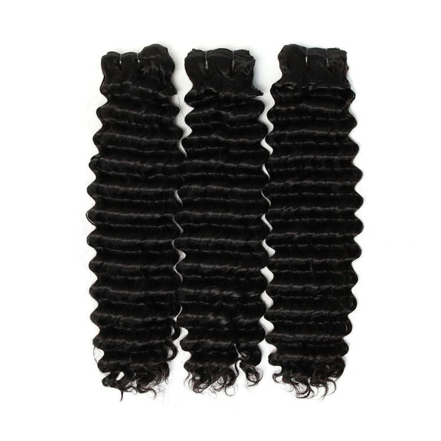 WOWANGEL Deep Wave Raw Hair Bundles Deal 3pcs 100% Human Virgin Hair Weaves