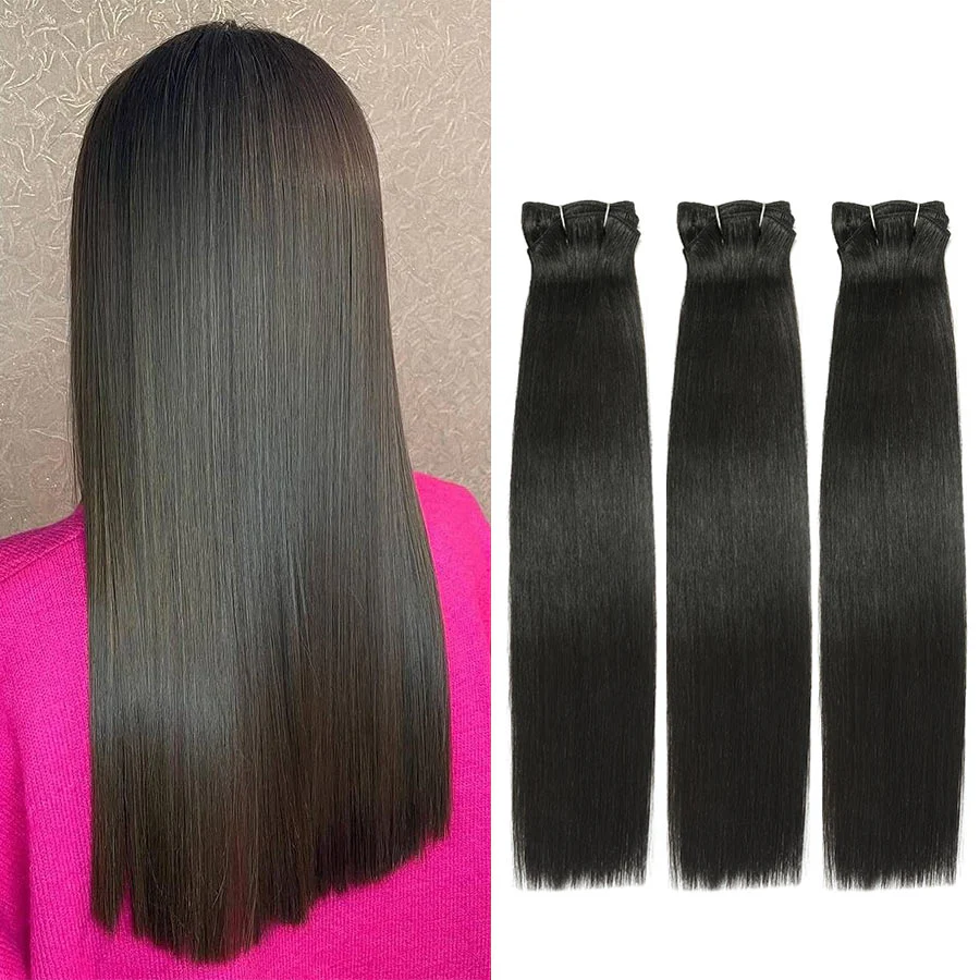 WOWANGEL European Raw Hair Bundles Straight Double Drawn Hair Weaves