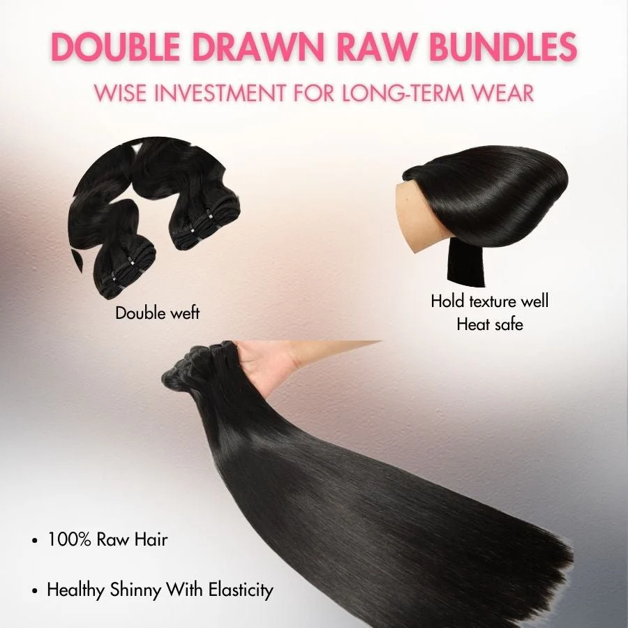 WOWANGEL European Raw Hair Bundles Straight Double Drawn Hair Weaves - Image 4