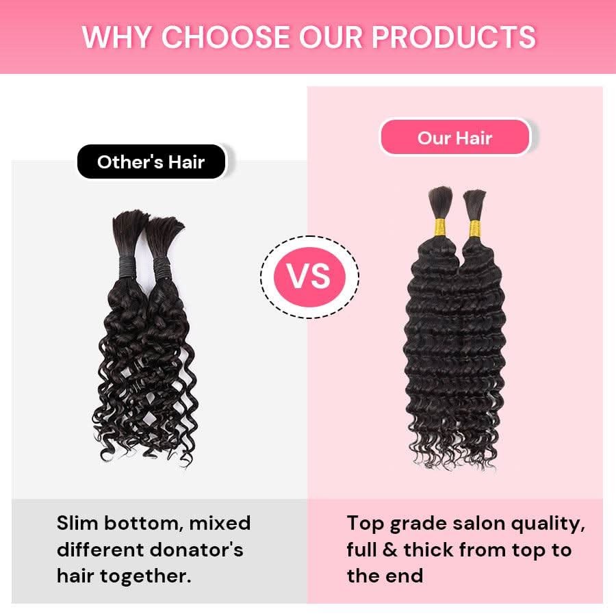 WOWANGEL Human Braiding Hair For Boho Braids Nature Black Deep Wave 100g - Image 5