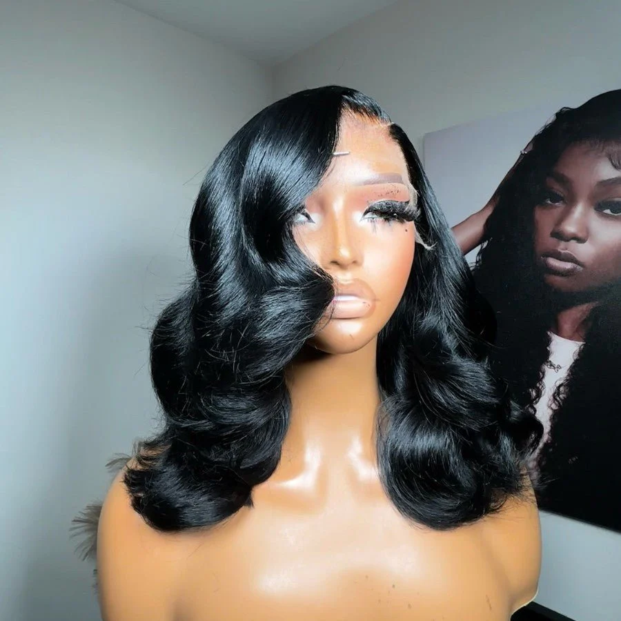 WOWANGEL Jet Black Wave BOB 13x6 Skinlike Real HD Lace Wig Short BOB Wigs - Image 3