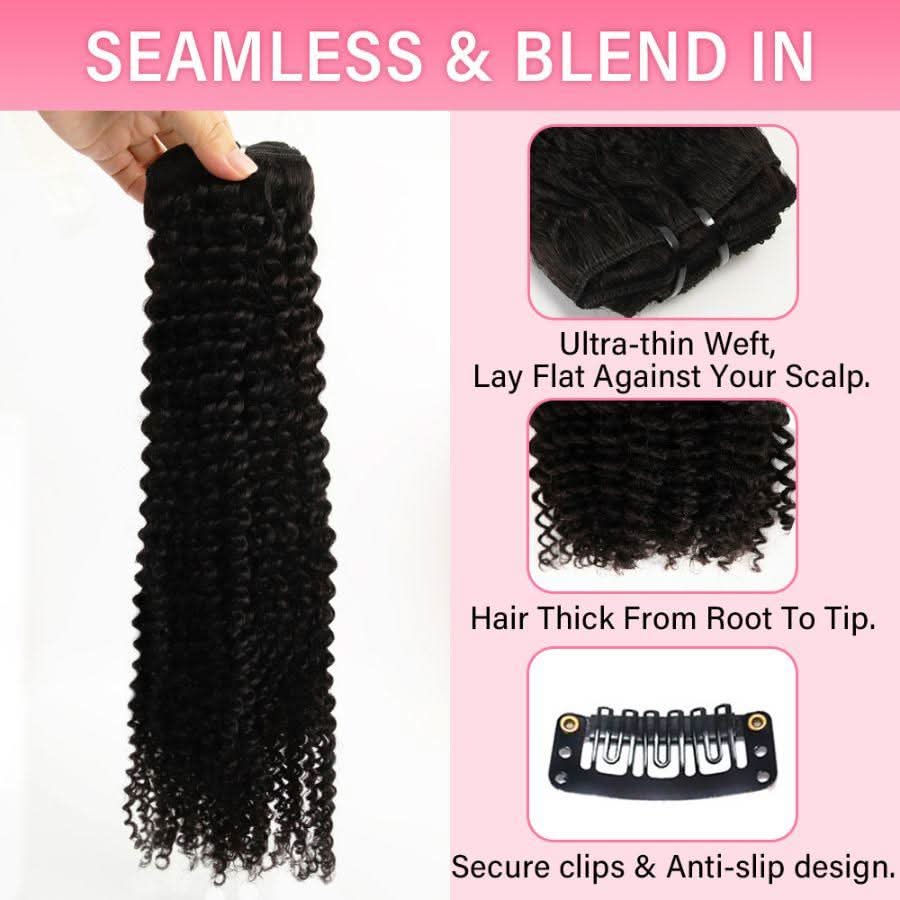 USA Shipping | Kinky Curly Classic Lace Weft Clip Ins Hair Extensions - Image 3