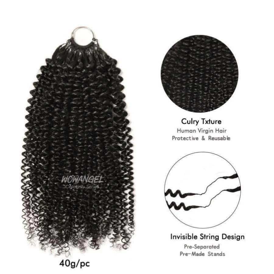 WOWANGEL Kinky Curly Pre-Separated Feather Crochet Human Hair Extensions - Image 3
