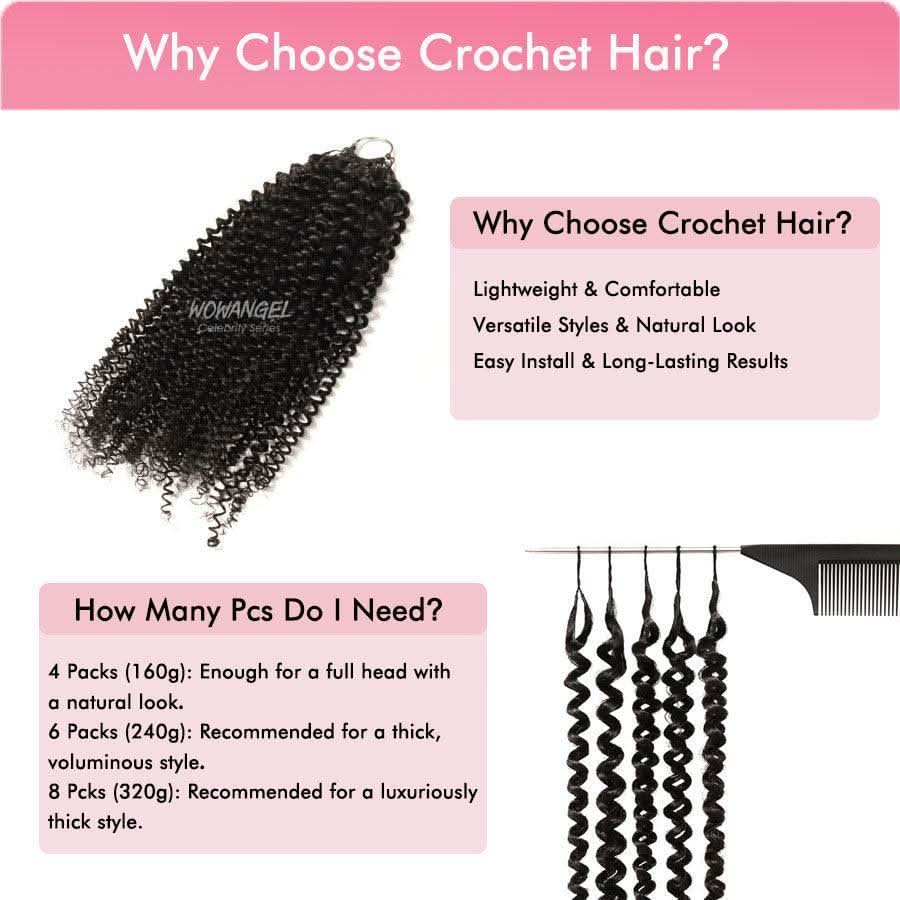 WOWANGEL Kinky Curly Pre-Separated Feather Crochet Human Hair Extensions - Image 4