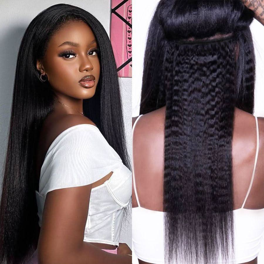 USA Shipping | Kinky Straight Classic Lace Weft Clip Ins Hair Extensions