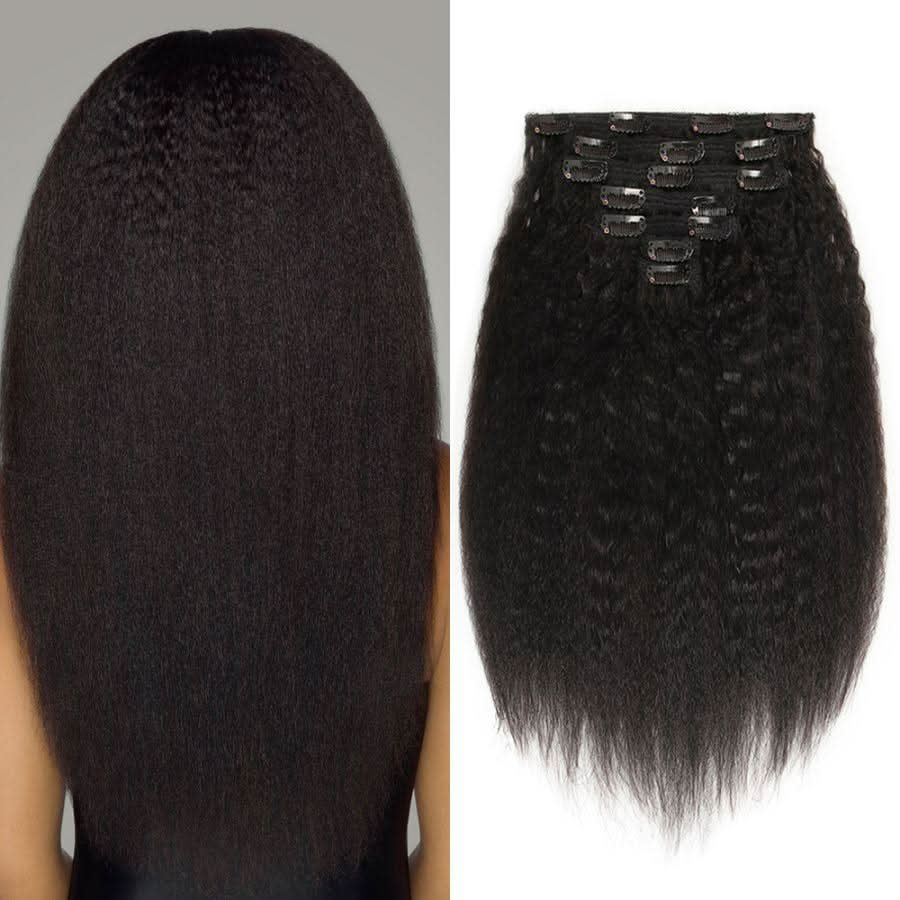 USA Shipping | Kinky Straight Classic Lace Weft Clip Ins Hair Extensions - Image 2