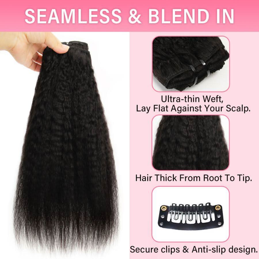 USA Shipping | Kinky Straight Classic Lace Weft Clip Ins Hair Extensions - Image 3