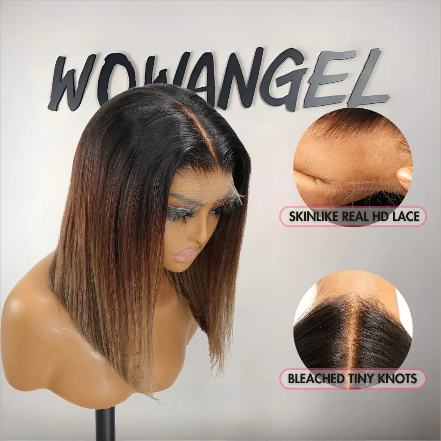 WOWANGEL Ombre Color Straight BOB 5x5 Skinlike Real HD Lace Closure Wig - Image 3