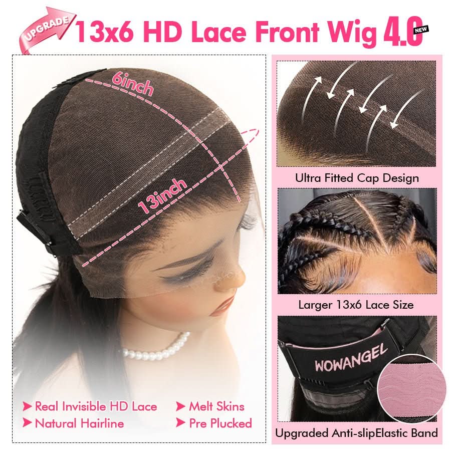 WOWANGEL 13X6 Skinlike Real HD Lace Front Wig Loose Deep Wave Glueless Wig - Image 4