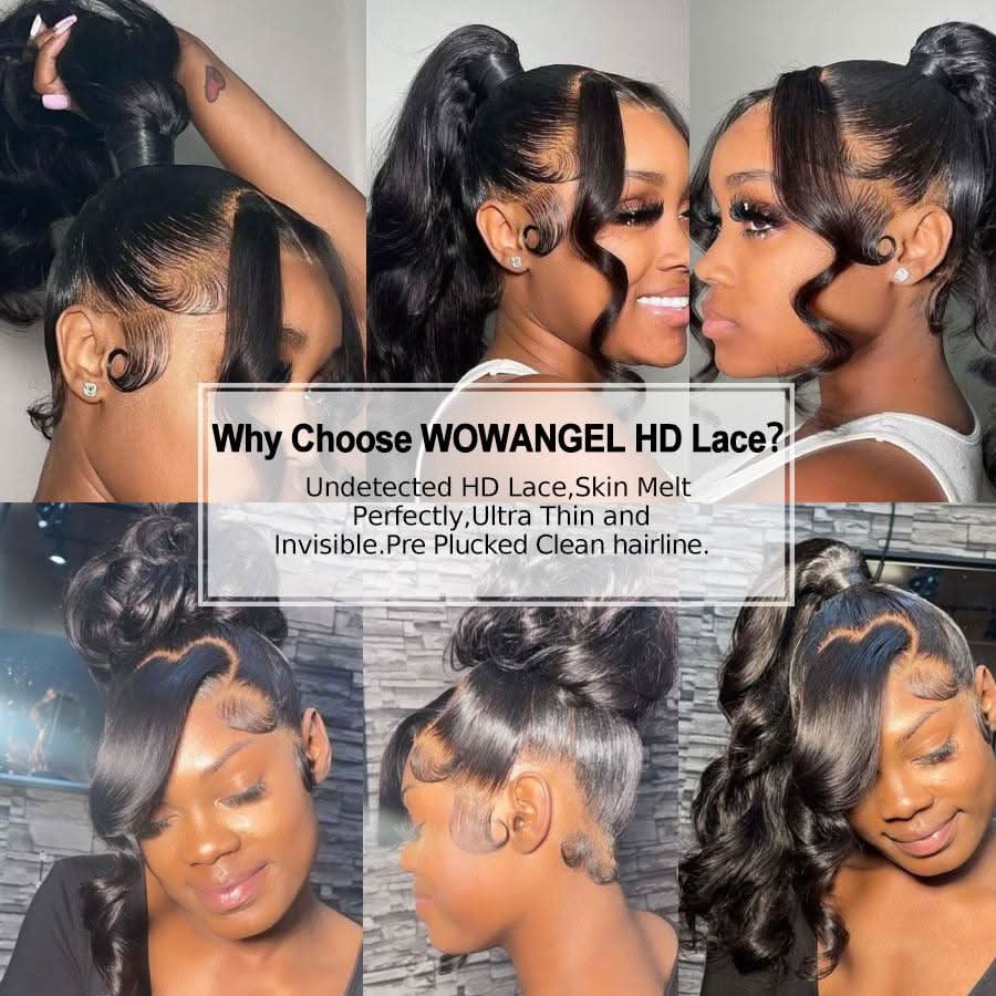 WOWANGEL 360 Invisible Strap HD Lace Wig Body Wave Pre Plucked Clean Hairline - Image 7