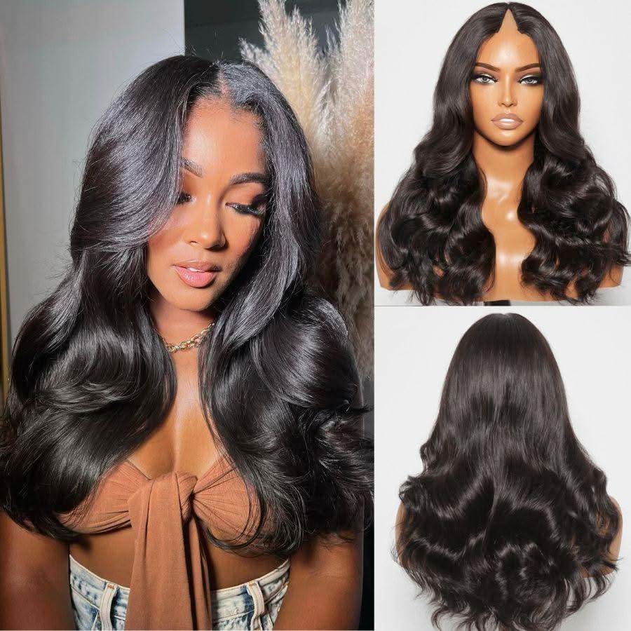 WOWANGEL V Part Wigs Body Wave Beginner Friendly Glueless U Part Wigs