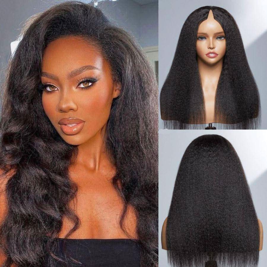 WOWANGEL V Part Wigs Kinky Straight Beginner Friendly Glueless U Part Wigs