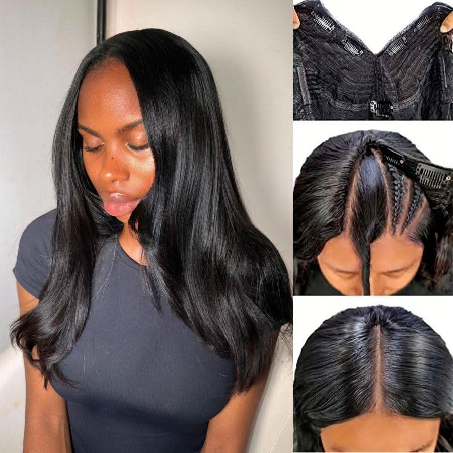 WOWANGEL V Part Wigs Straight Beginner Friendly Glueless U Part Wigs