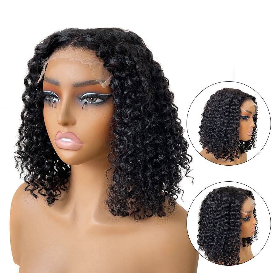 WOWANGEL Wear to Go 5x5 Skinlike Real HD Lace Closure Wig Curly Glueless BOB Wig