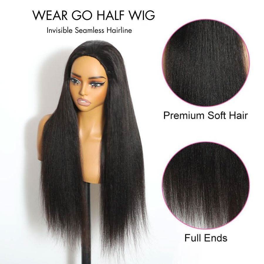WOWANGEL Half Wig Yaki Straight Seamless Flip Over Wigs Beginner Friendly - Image 3